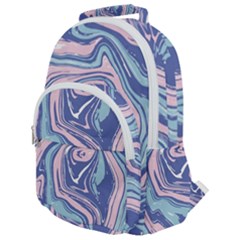 Blue Vivid Marble Pattern 10 Rounded Multi Pocket Backpack by goljakoff