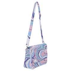 Rose And Blue Vivid Marble Pattern 11 Shoulder Bag With Back Zipper by goljakoff