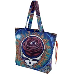Grateful-dead-ahead-of-their-time Drawstring Tote Bag by Sapixe