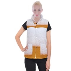 Beer Foam Bubbles Alcohol  Glass Women s Button Up Vest by Amaryn4rt