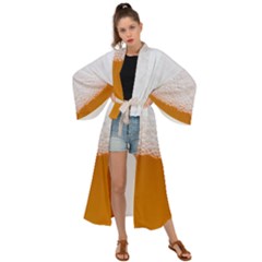 Beer Foam Bubbles Alcohol  Glass Maxi Kimono by Amaryn4rt