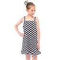 Black And White Checkerboard Background Board Checker Kids  Overall Dress View1
