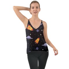 Cosmos Rockets Spaceships Ufos Chiffon Cami by Amaryn4rt