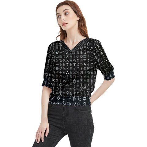 Alchemical Symbols - Collected Inverted Quarter Sleeve Blouse by WetdryvacsLair