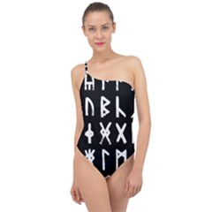 The Anglo Saxon Futhorc Collected Inverted Classic One Shoulder Swimsuit by WetdryvacsLair