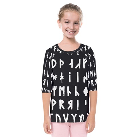 Complete Dalecarlian Rune Set Inverted Kids  Quarter Sleeve Raglan Tee by WetdryvacsLair
