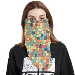 Mosaic Print Yellow Face Covering Bandana (triangle) by designsbymallika