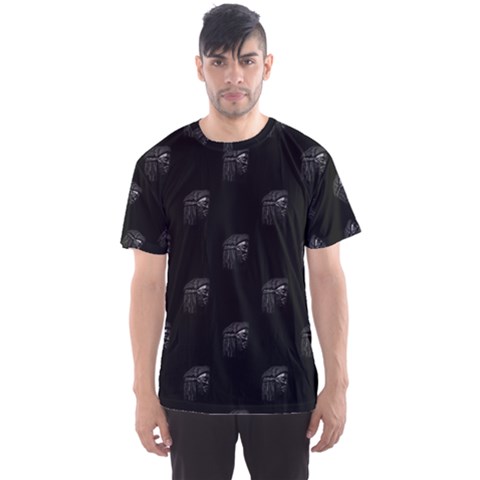 Arfican Head Sculpture Motif Print Pattern Men s Sport Mesh Tee by dflcprintsclothing