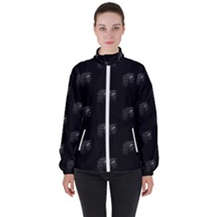 Arfican Head Sculpture Motif Print Pattern Women s High Neck Windbreaker by dflcprintsclothing