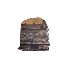 Cityscape Coastal Scene Montevideo Uruguay Drawstring Pouch (small) by dflcprintsclothing