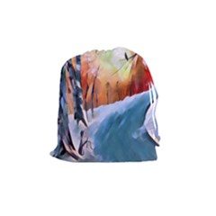 Paysage D hiver Drawstring Pouch (medium) by sfbijiart