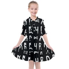Macromannic Runes Collected Inverted Kids  All Frills Chiffon Dress by WetdryvacsLair