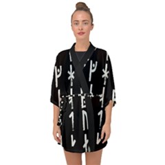 Medieval Runes Collected Inverted Complete Half Sleeve Chiffon Kimono by WetdryvacsLair