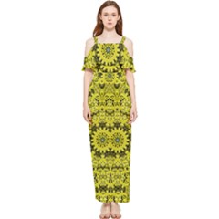 Yellow Kolodo Draped Sleeveless Chiffon Jumpsuit by Sparkle
