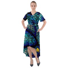 Sea-fans-diving-coral-stained-glass Front Wrap High Low Dress by Sapixe