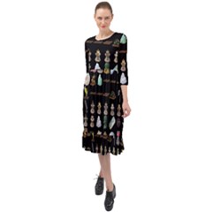 Glitch Glitchen Misc Three Ruffle End Midi Chiffon Dress by WetdryvacsLair