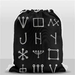 Heinrich Cornelius Agrippa Of Occult Philosophy 1651 Malachim Alphabet Collected Inverted Square Drawstring Bag (small) by WetdryvacsLair