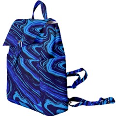 Blue Vivid Marble Pattern 16 Buckle Everyday Backpack by goljakoff