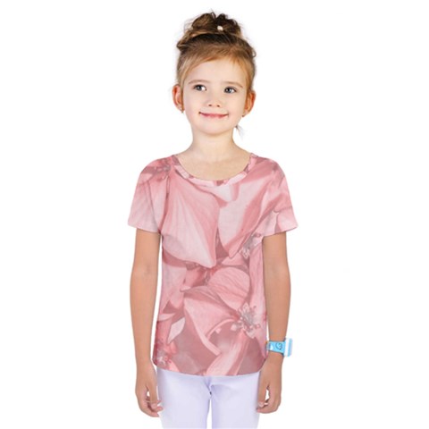 Coral Colored Hortensias Floral Photo Kids  One Piece Tee by dflcprintsclothing
