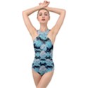 Digital Waves Cross Front Low Back Swimsuit View1