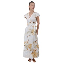 Birds And Flowers  Flutter Sleeve Maxi Dress by Sobalvarro