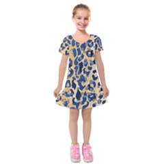Leopard Skin  Kids  Short Sleeve Velvet Dress by Sobalvarro