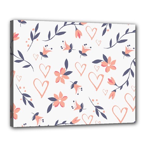 Flowers And Hearts Canvas 20  X 16  (stretched) by Sobalvarro