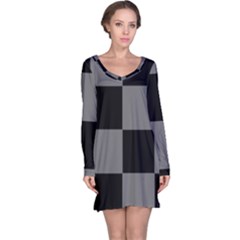 Black Gingham Check Pattern Long Sleeve Nightdress by yoursparklingshop