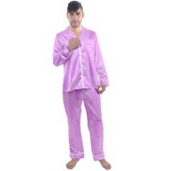 Pink Gingham Check Squares Men s Long Sleeve Satin Pajamas Set by yoursparklingshop