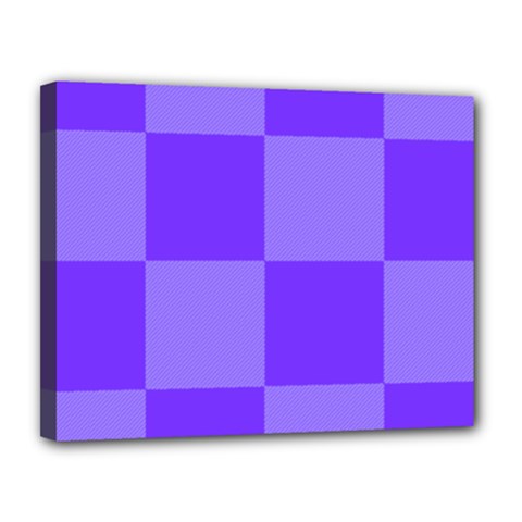 Purple Gingham Check Squares Pattern Canvas 14  X 11  (stretched) by yoursparklingshop