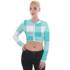 Turquoise And White Buffalo Check Long Sleeve Cropped Velvet Jacket by yoursparklingshop