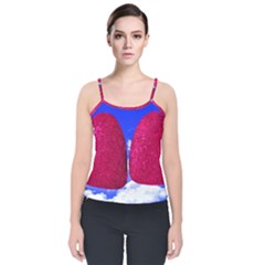 Two Hearts Velvet Spaghetti Strap Top by essentialimage