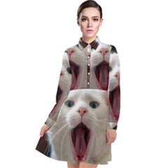 Wow Kitty Cat From Fonebook Long Sleeve Chiffon Shirt Dress by 2853937