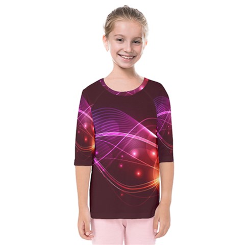 Colorful Arcs In Neon Light, Graphic Art Kids  Quarter Sleeve Raglan Tee by picsaspassion