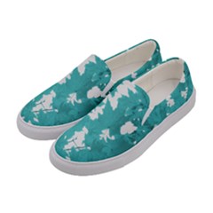 Blue Autumn Maple Leaves Collage, Graphic Design Women s Canvas Slip Ons by picsaspassion