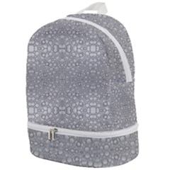 Modern Ornate Geometric Silver Pattern Zip Bottom Backpack by dflcprintsclothing