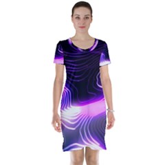 Illustration Scene Blue Short Sleeve Nightdress by Dutashop
