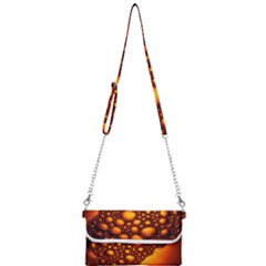 Bubbles Abstract Art Gold Golden Mini Crossbody Handbag by Dutashop
