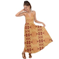 Background Wallpaper Brown Backless Maxi Beach Dress by Dutashop