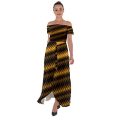 Ornament Stucco Off Shoulder Open Front Chiffon Dress by Dutashop