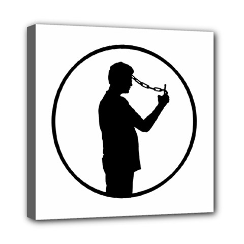 Mobile Phone Addiction Concept Drawing Mini Canvas 8  X 8  (stretched) by dflcprintsclothing