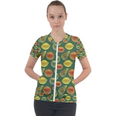 Background Fruits Several Short Sleeve Zip Up Jacket by Dutashop