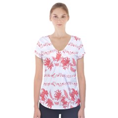 Folk Ornament Short Sleeve Front Detail Top by Eskimos