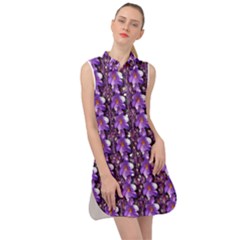 Flowers Into A Decorative Field Of Bloom Popart Sleeveless Shirt Dress by pepitasart