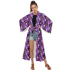 Flowers Into A Decorative Field Of Bloom Popart Maxi Kimono by pepitasart