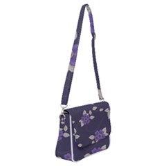 Purple Flowers Shoulder Bag With Back Zipper by goljakoff