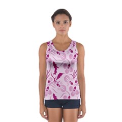 Dark Pink Flowers Sport Tank Top  by Eskimos