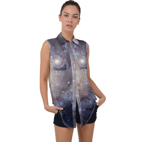 Spiral Galaxy Sleeveless Chiffon Button Shirt by ExtraAwesomeSauce