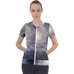 Spiral Galaxy Short Sleeve Zip Up Jacket by ExtraAwesomeSauce