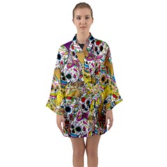 Sugar Skulls Long Sleeve Satin Kimono by ExtraAwesomeSauce